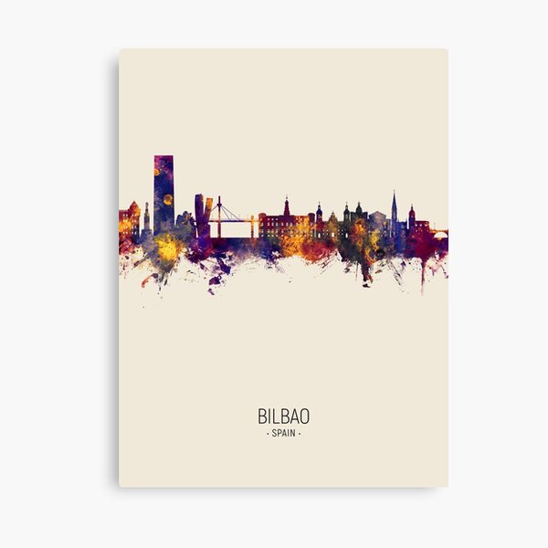 Vista previa del artículo con la obra «Bilbao Spain Skyline», diseñado y vendido por ArtPrints.