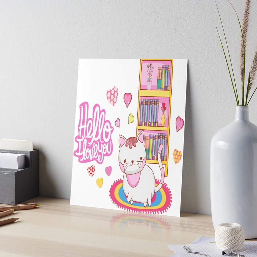 Hello Kitty saying I Love You! Art Board Print for Sale by Megha