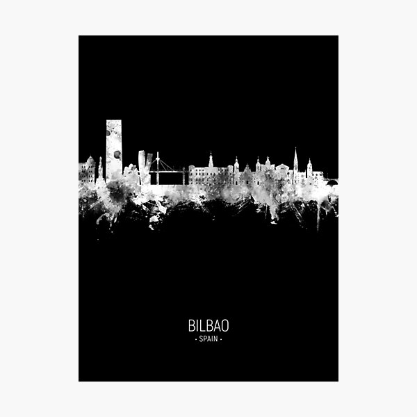 Vista previa del artículo con la obra «Bilbao Spain Skyline», diseñado y vendido por ArtPrints.