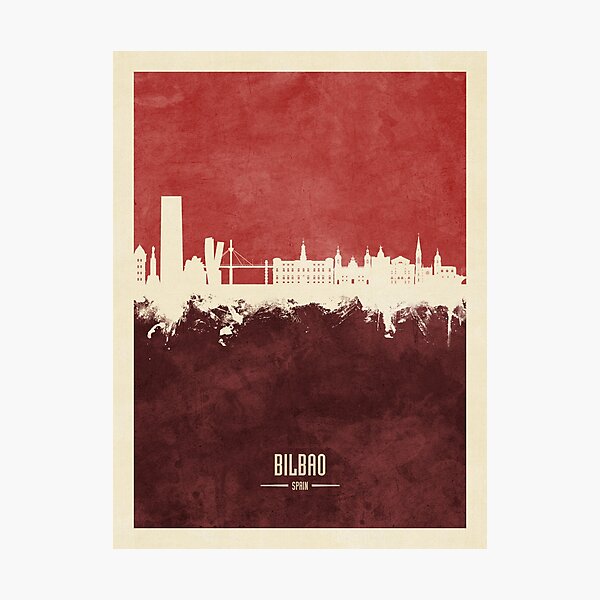 Vista previa del artículo con la obra «Bilbao Spain Skyline», diseñado y vendido por ArtPrints.