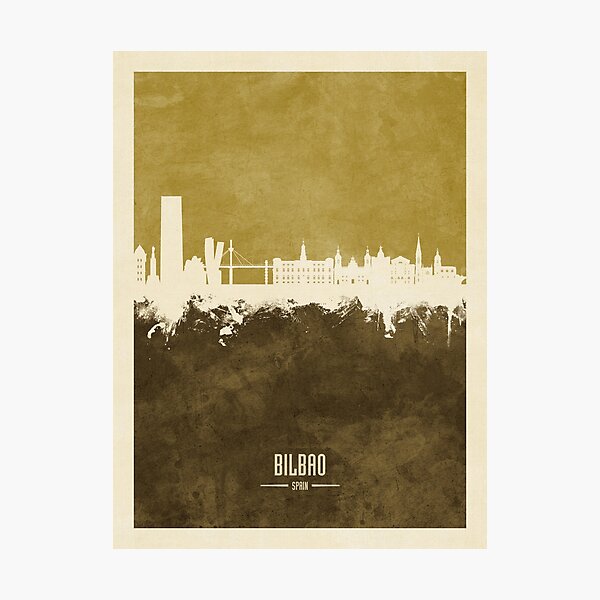 Vista previa del artículo con la obra «Bilbao Spain Skyline», diseñado y vendido por ArtPrints.