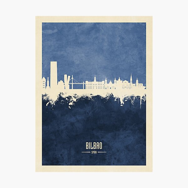 Vista previa del artículo con la obra «Bilbao Spain Skyline», diseñado y vendido por ArtPrints.