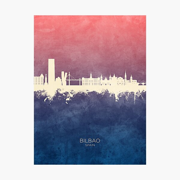 Vista previa del artículo con la obra «Bilbao Spain Skyline», diseñado y vendido por ArtPrints.