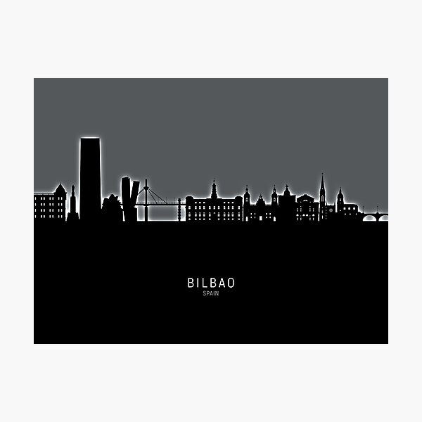 Vista previa del artículo con la obra «Bilbao Spain Skyline», diseñado y vendido por ArtPrints.