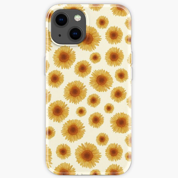 Estampado de girasoles fondo claro Funda blanda para iPhone