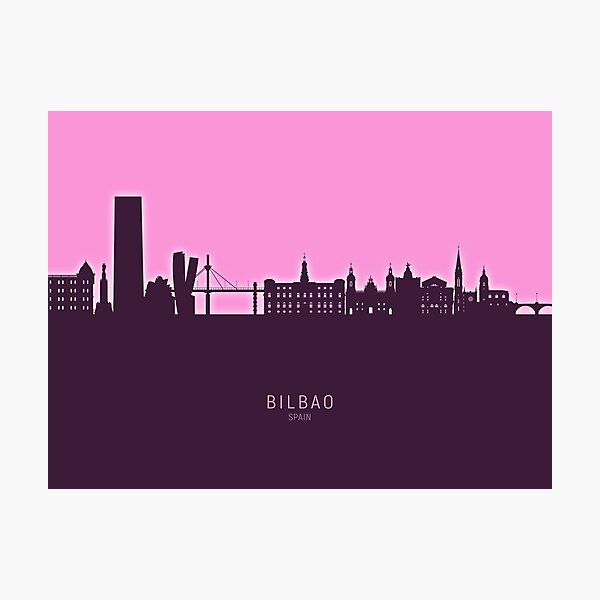Vista previa del artículo con la obra «Bilbao Spain Skyline», diseñado y vendido por ArtPrints.