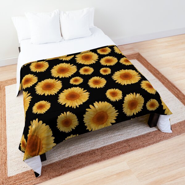 Estampado de girasoles con fondo oscuro Colcha