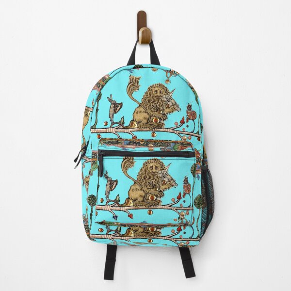 Item preview, WEIRD MEDIEVAL BESTIARY MAKING MUSIC Violinist Lion,Hare,Snail Cat in Blue by Bulgan Lumini designed and sold by BulganLumini.