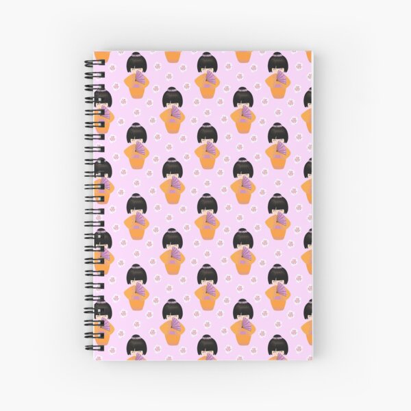 Estampado Kokeshi con abanico Cuaderno de espiral