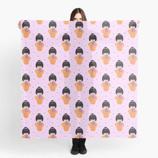 Estampado Kokeshi con abanico Pañuelo