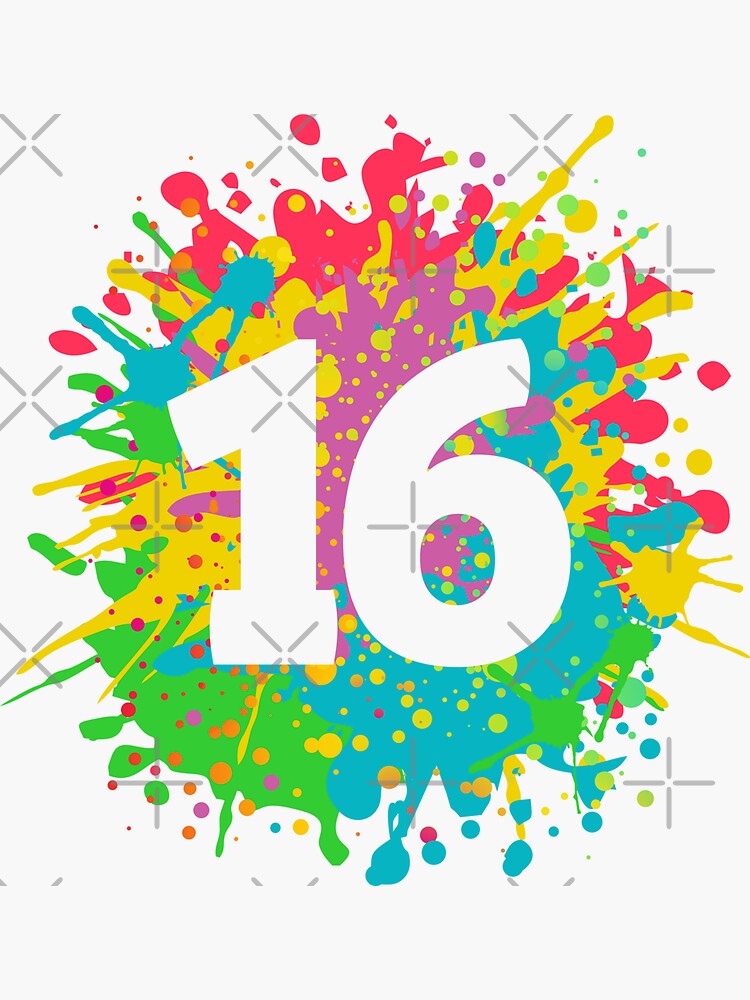 Number 16 - 16th Birthday - Sticker