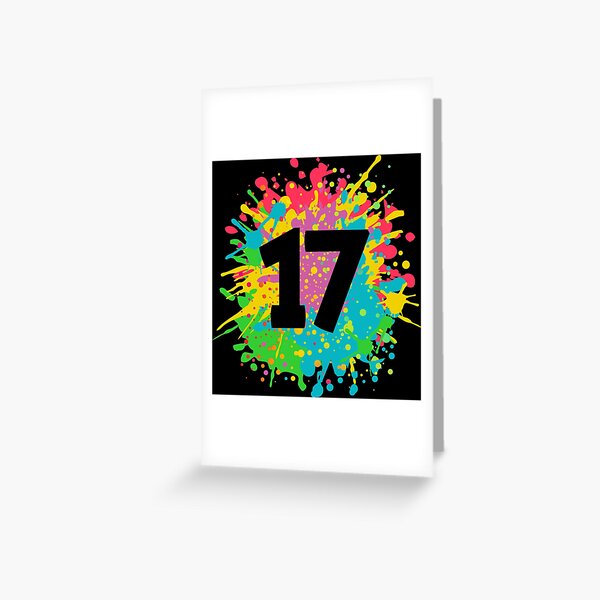Item preview, 17th birthday for teens, girls, boys, number 17 in paint splashes, team event design  designed and sold by iclipart.