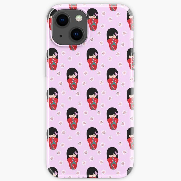 Estampado kokeshi Funda blanda para iPhone