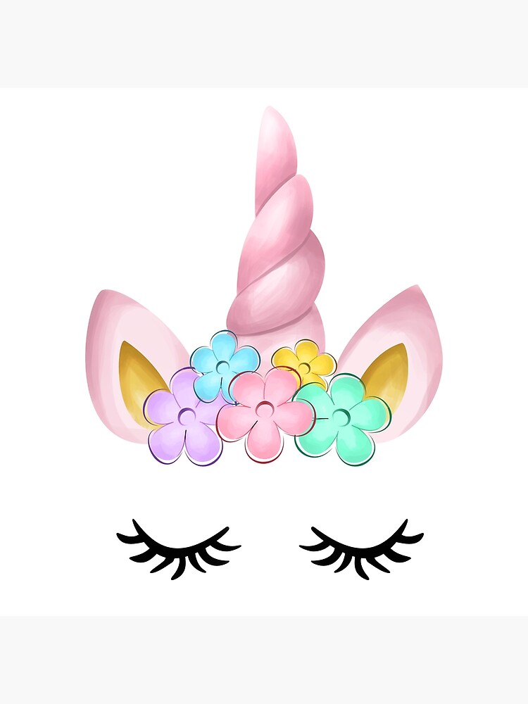 "Floral Unicorn Face" Poster by Atieh85 Redbubble