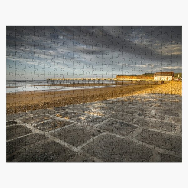 Saltburn, Yorkshire, beach, happy family, poster Jigsaw Puzzle