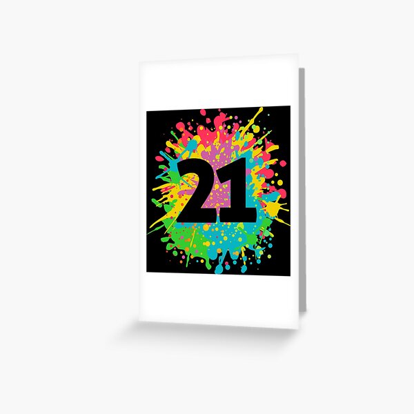 Item preview, 21st birthday, number 21 in paint splashes, team event design  designed and sold by iclipart.
