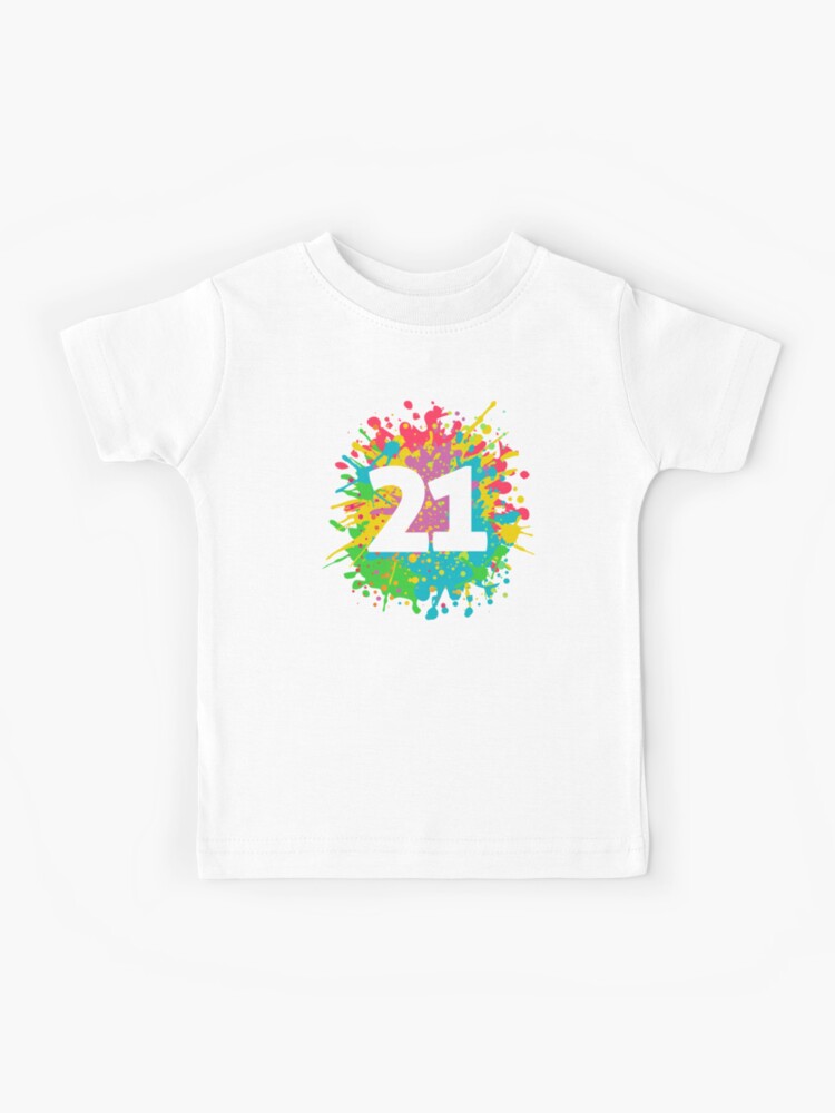 21st birthday, number 21 in paint splashes, team event design  Kids  T-Shirt for Sale by iclipart