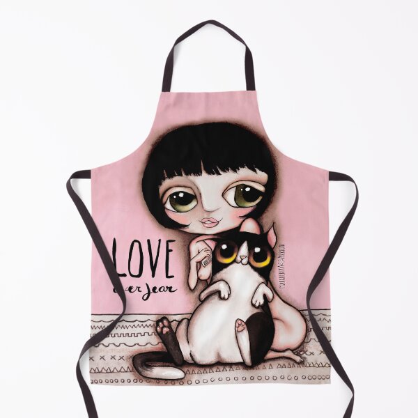 Little child with black and white cat Apron
