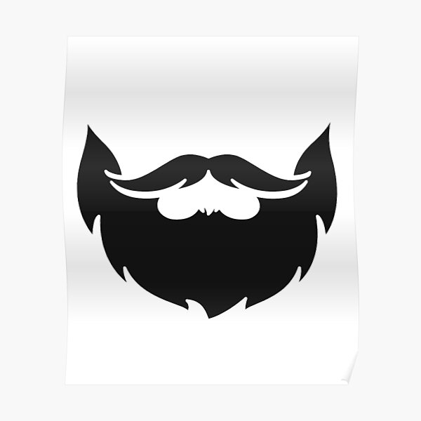 Beard mustache barber facial hair stache whiskers black shave pictogram Poster