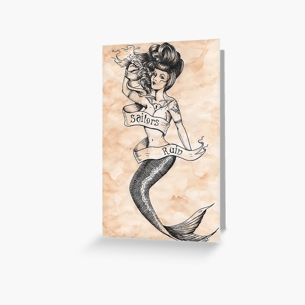 Tattoo Art Mermaid Hand Drawing Sketch Stock Vector (Royalty Free)  1327712468 | Shutterstock