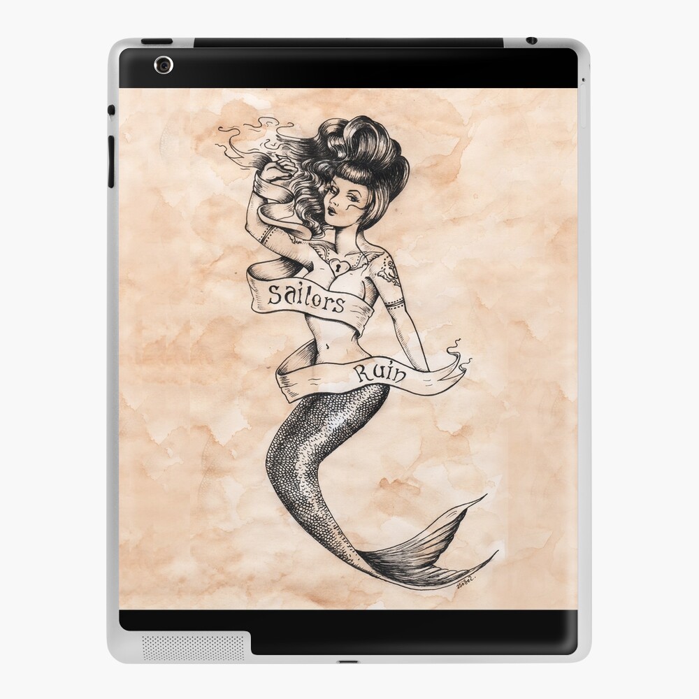 Sailors Ruin Vintage Meerjungfrau Tattoo Stil Ipad Hulle Skin Von Missfinklestein Redbubble