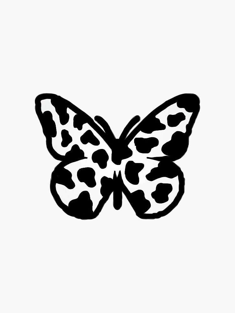 cow print butterfly sticker by emmakathrynlee redbubble