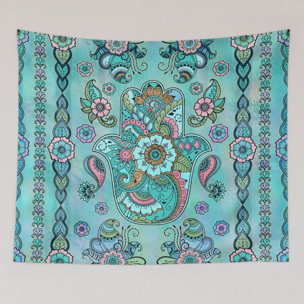 Item preview, Hamsa Hand -Hand of Fatima Pastels and Gold designed and sold by k9printart.