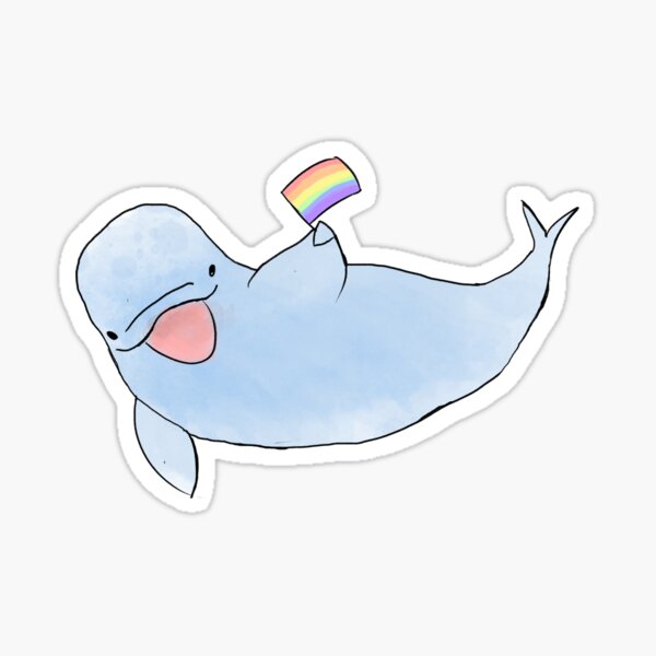 Beluga Whale Swimming Sticker by katdrawsit for iOS & Android