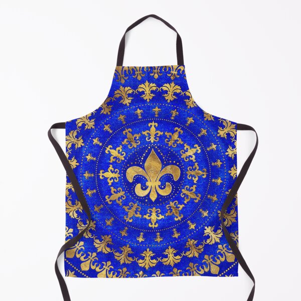 Item preview, Fleur-de-lis ornament Lapis Lazuli and Gold designed and sold by k9printart.