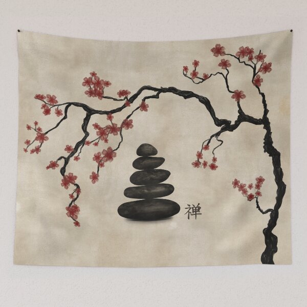 Item preview, Zen stones Sakura Tree designed and sold by k9printart.