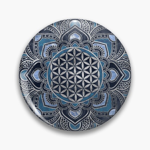 Item preview, Flower of Life in Lotus Mandala - Blue Crystal and Silver designed and sold by k9printart.