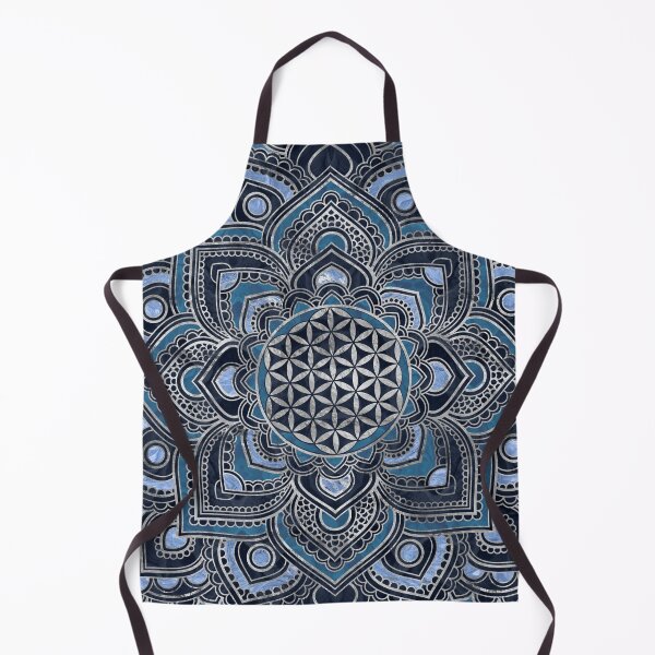 Item preview, Flower of Life in Lotus Mandala - Blue Crystal and Silver designed and sold by k9printart.