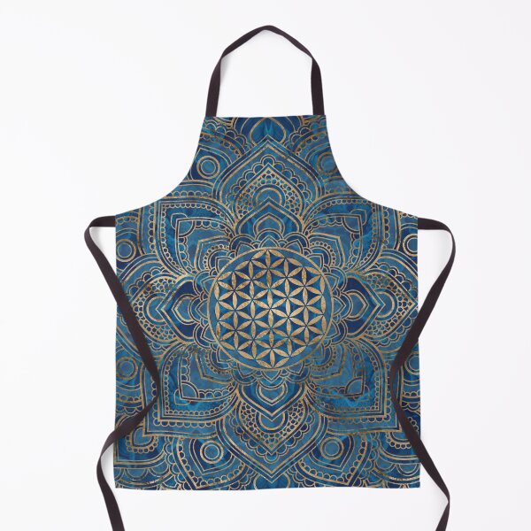 Item preview, Flower of Life in Lotus Mandala - Blue Marble and Gold designed and sold by k9printart.