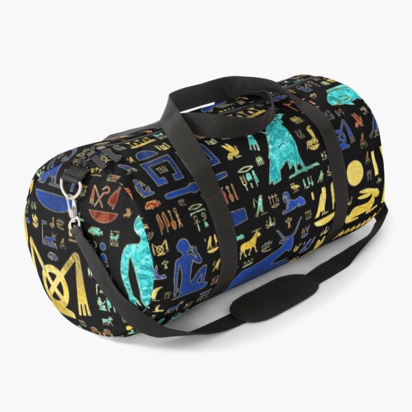 Colorful  Ancient Egyptian hieroglyphic pattern Duffle Bag