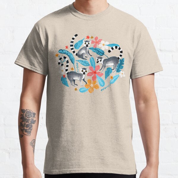 Gouache Lemur Land on Blue Classic T-Shirt