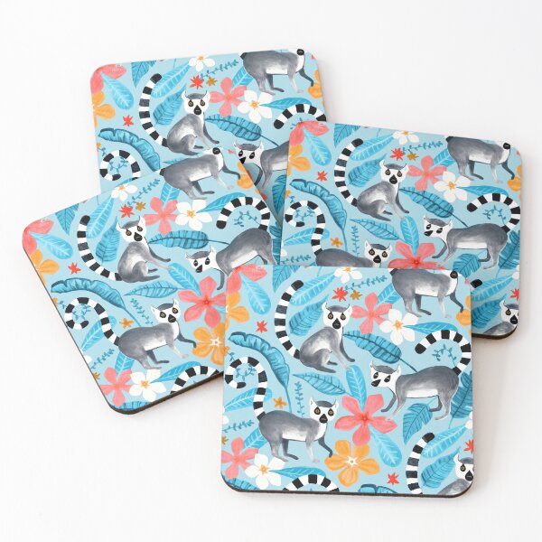 Item preview, Gouache Lemur Land on Blue designed and sold by TigaTiga.