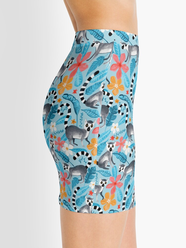 Alternate view of Gouache Lemur Land on Blue Mini Skirt