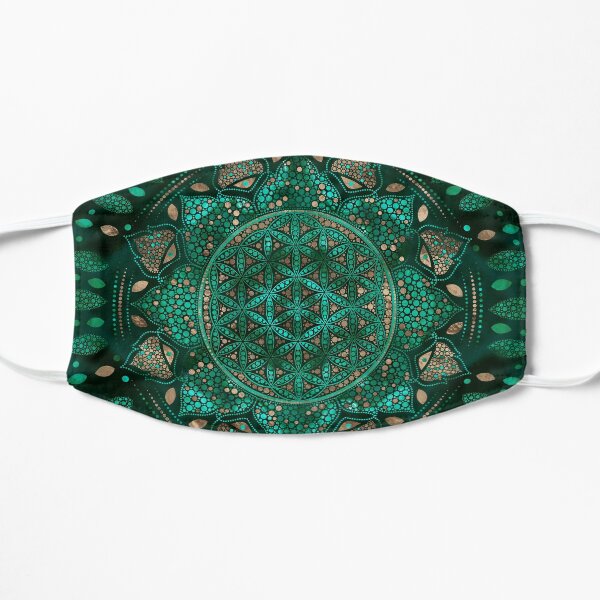Flower of Life Dot Art malachite gold Flat Mask