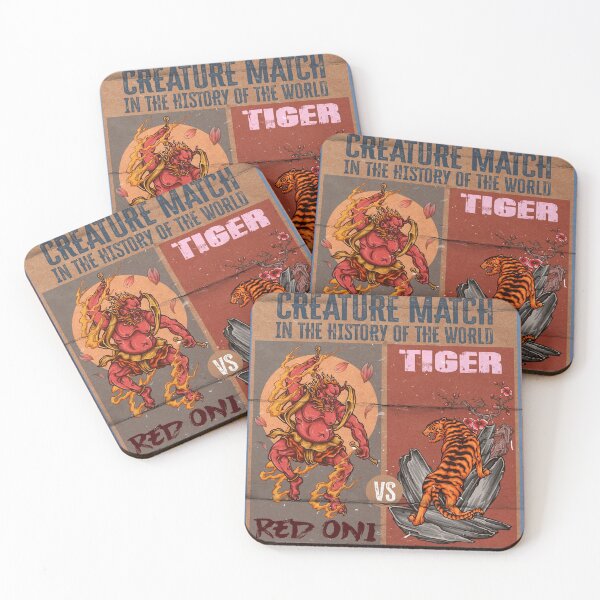 Item preview, Red Oni vs Tiger Fight Poster designed and sold by MaddFictional.