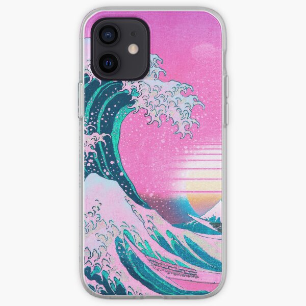 Vaporwave Aesthetic Great Wave Off Kanagawa Retro Sunset iPhone Soft Case