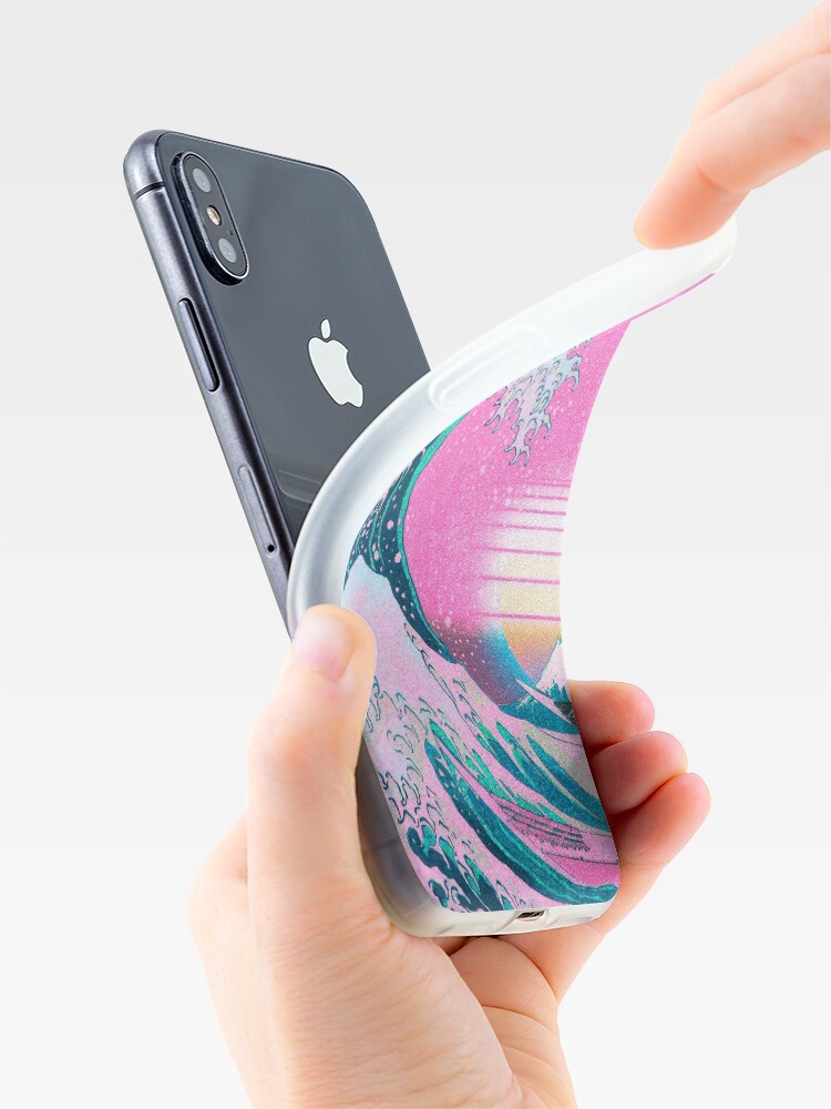 Discover Vaporwave Aesthetic Great Wave Off Kanagawa Retro Sunset iPhone Case