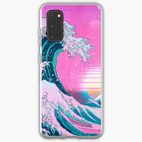 Vaporwave Aesthetic Great Wave Off Kanagawa Retro Sunset Samsung Galaxy Soft Case