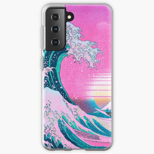 Vaporwave Aesthetic Great Wave Off Kanagawa Retro Sunset Samsung Galaxy Soft Case