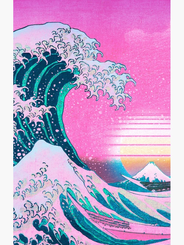 Vaporwave Aesthetic Great Wave Off Kanagawa Retro Sunset by CoitoCG