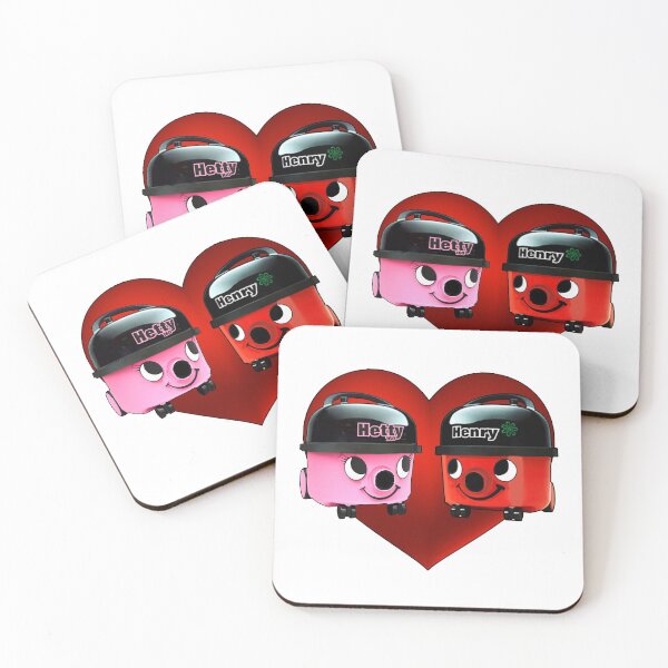 Henry and Hetty Hoover Love Heart Coasters (Set of 4)
