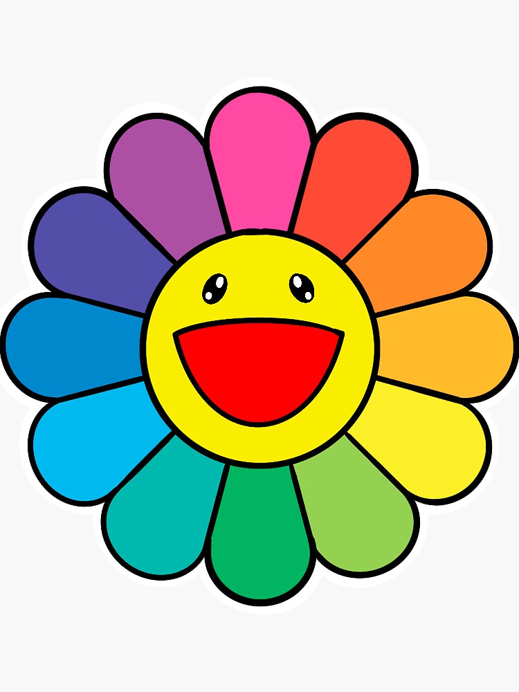 "Takashi Murakimi Rainbow Smiley Flower" Sticker for Sale by luv