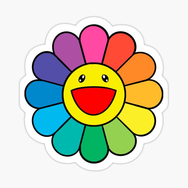 "Takashi Murakimi Rainbow Smiley Flower" Sticker for Sale by luv