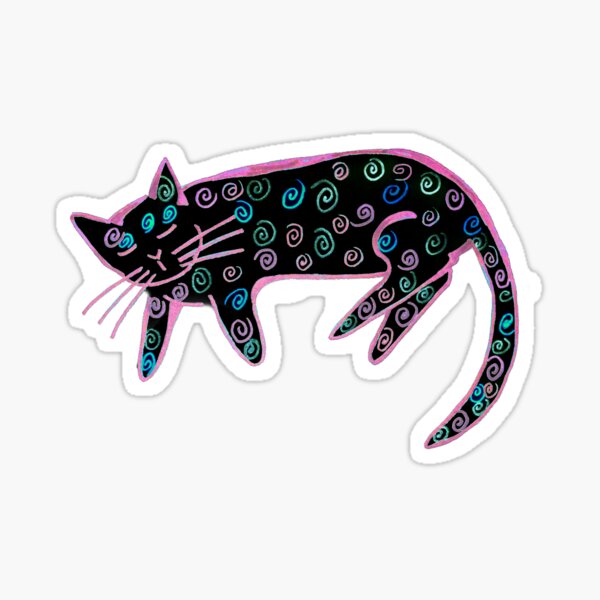 Danish pastry cat in black and bright Sticker