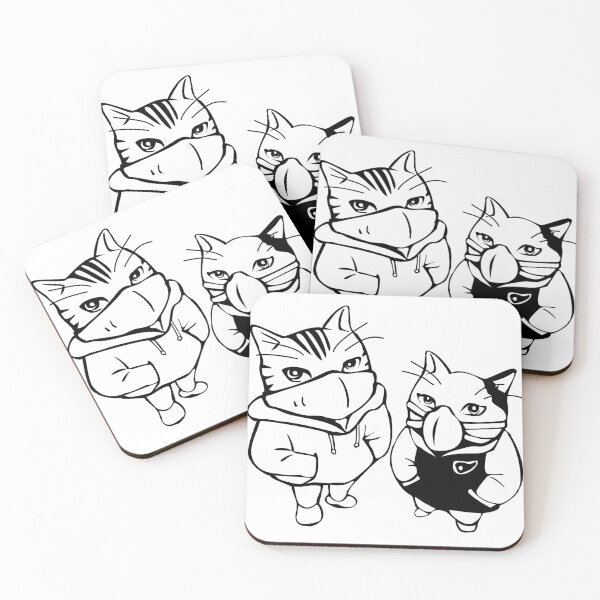 Item preview, Two Cats wearing Masks designed and sold by MUZA9.