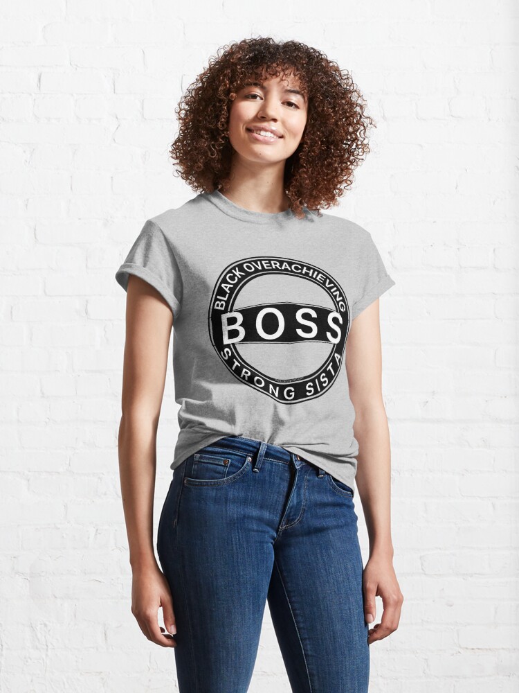 Alternate view of Black Overachieving Strong Sista Classic T-Shirt